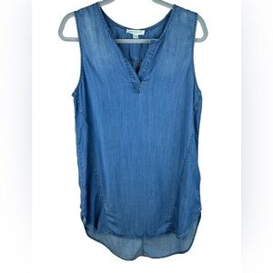 Beachlunchlounge women’s blue shirt sleeveless lyocell Jennifer coverup Dress M